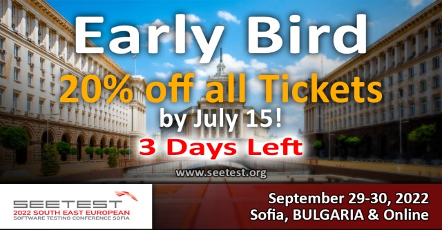 Only 3 days left to get tickets with 20% off for SEETEST 2022!