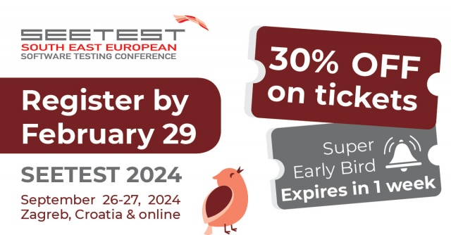 Attention all software testing enthusiasts and industry professionals – the Super Early Bird campaign for SEETEST 2024 is almost over! Don’t miss this opportunity to save big on tickets for this year’s edition.