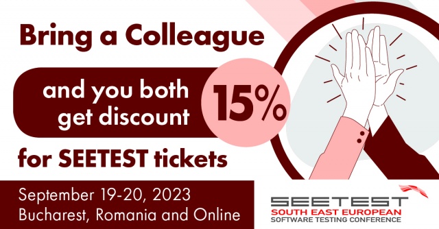Bring a Colleague and get 15% off the ticket price for both of you!